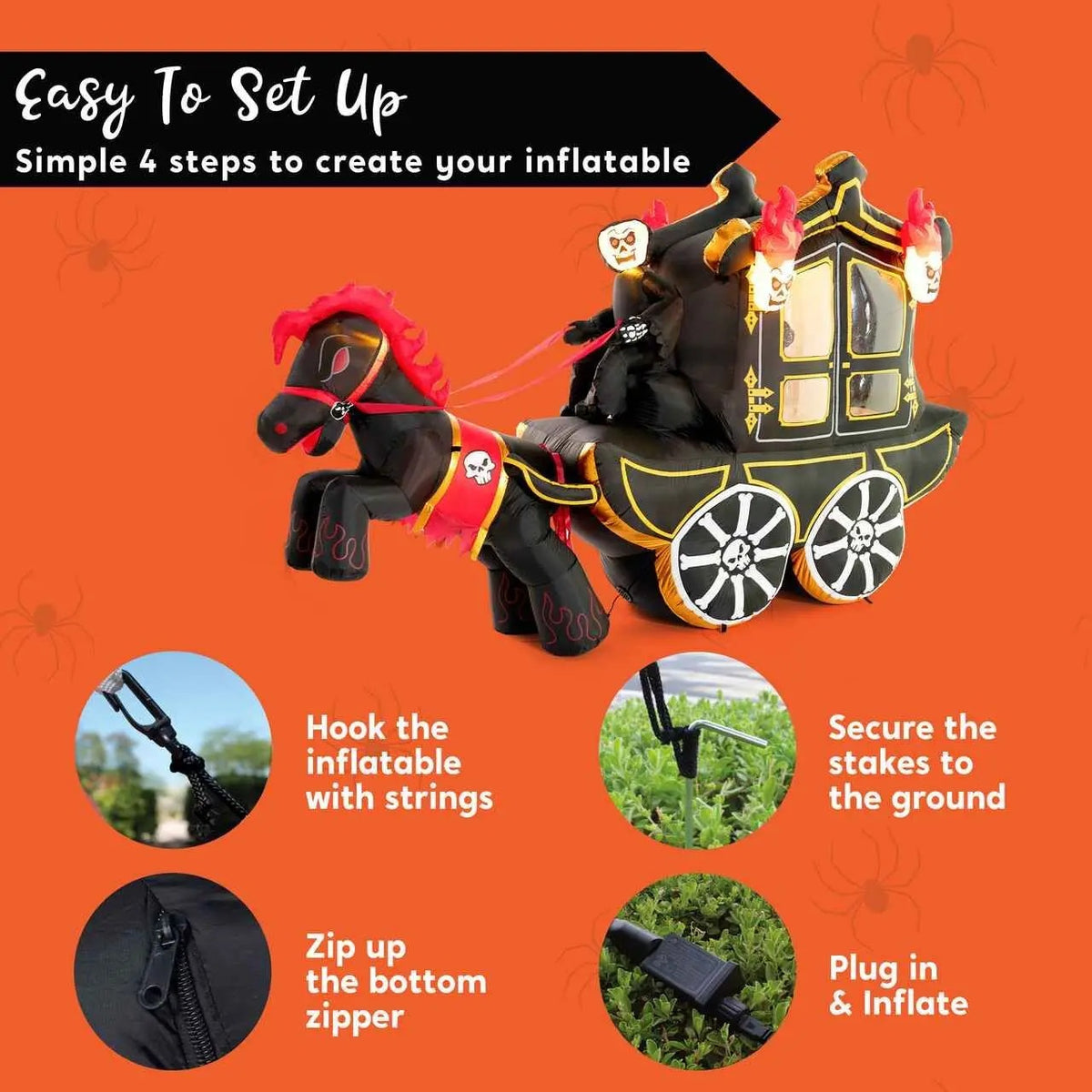 🎃Halloween inflatable decorations, outdoor yard inflatable pumpkin lights