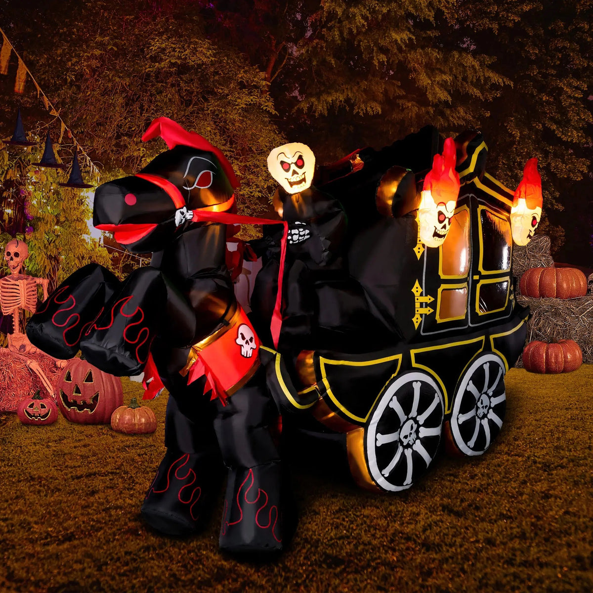 🎃Halloween inflatable decorations, outdoor yard inflatable pumpkin lights