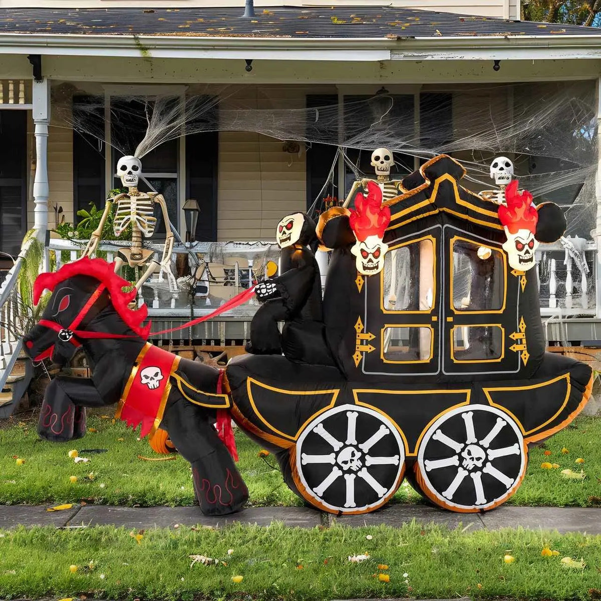 🎃Halloween inflatable decorations, outdoor yard inflatable pumpkin lights