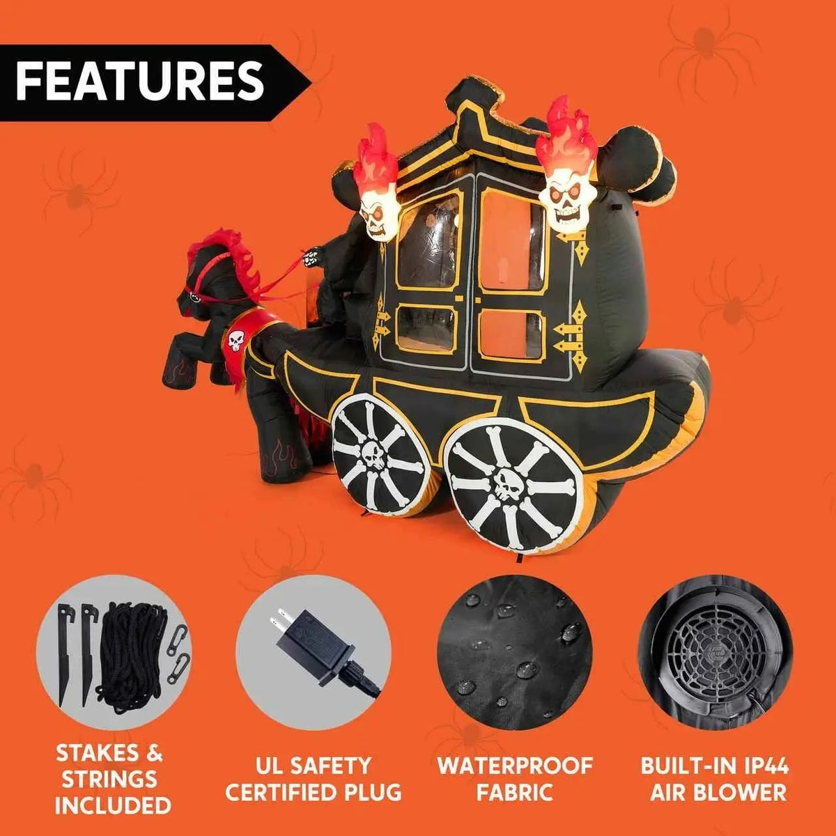 🎃Halloween inflatable decorations, outdoor yard inflatable pumpkin lights