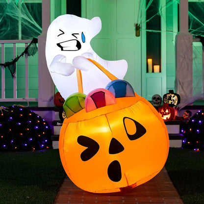 🎃Halloween inflatable decorations, outdoor yard inflatable pumpkin lights