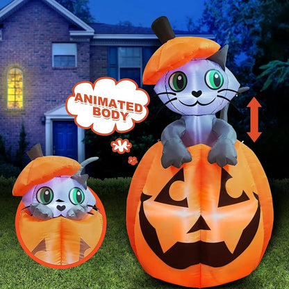 🎃Halloween inflatable decorations, outdoor yard inflatable pumpkin lights