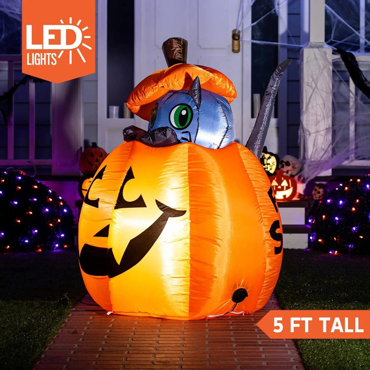 🎃Halloween inflatable decorations, outdoor yard inflatable pumpkin lights