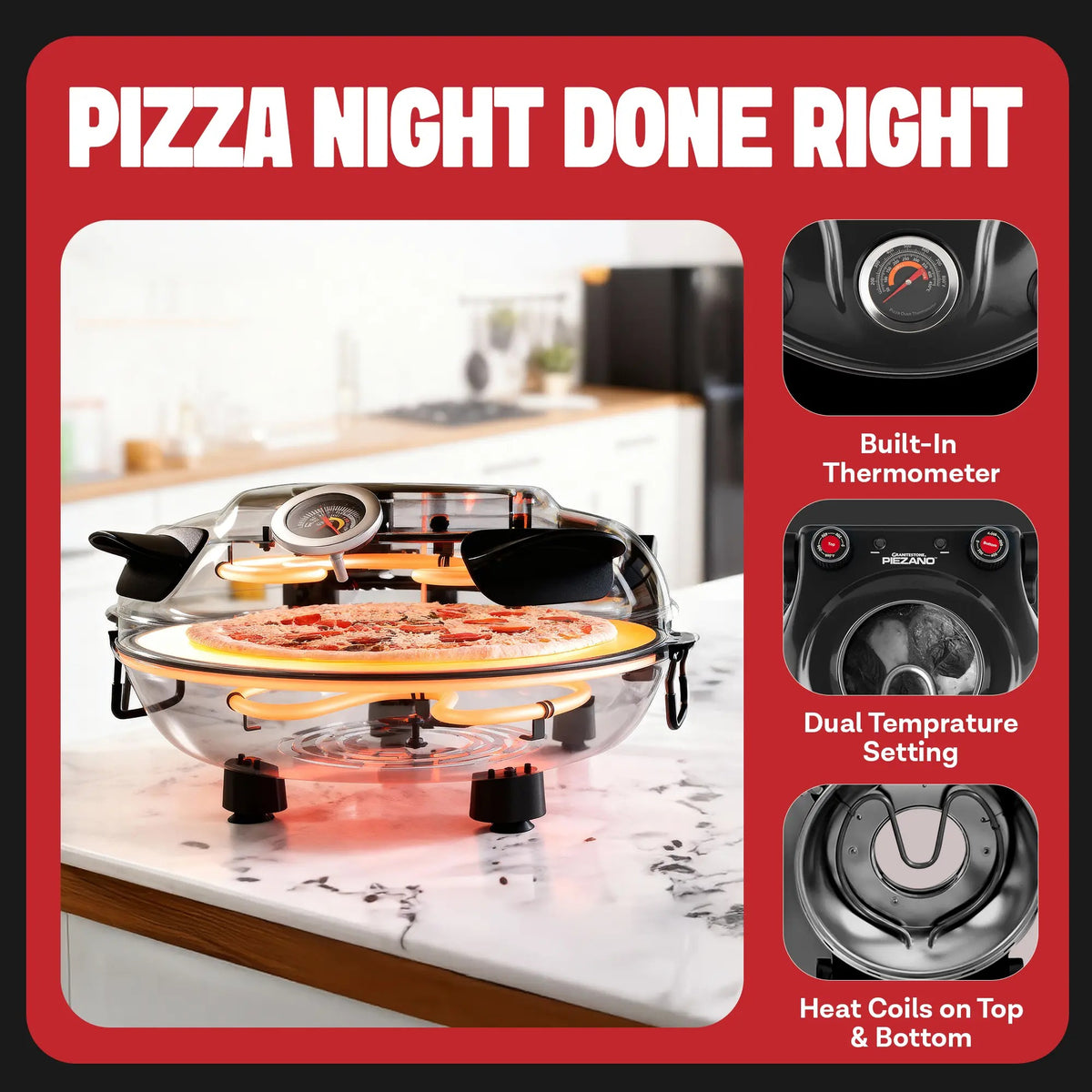 Piezano Countertop Stone-Baked Pizza Oven🍕