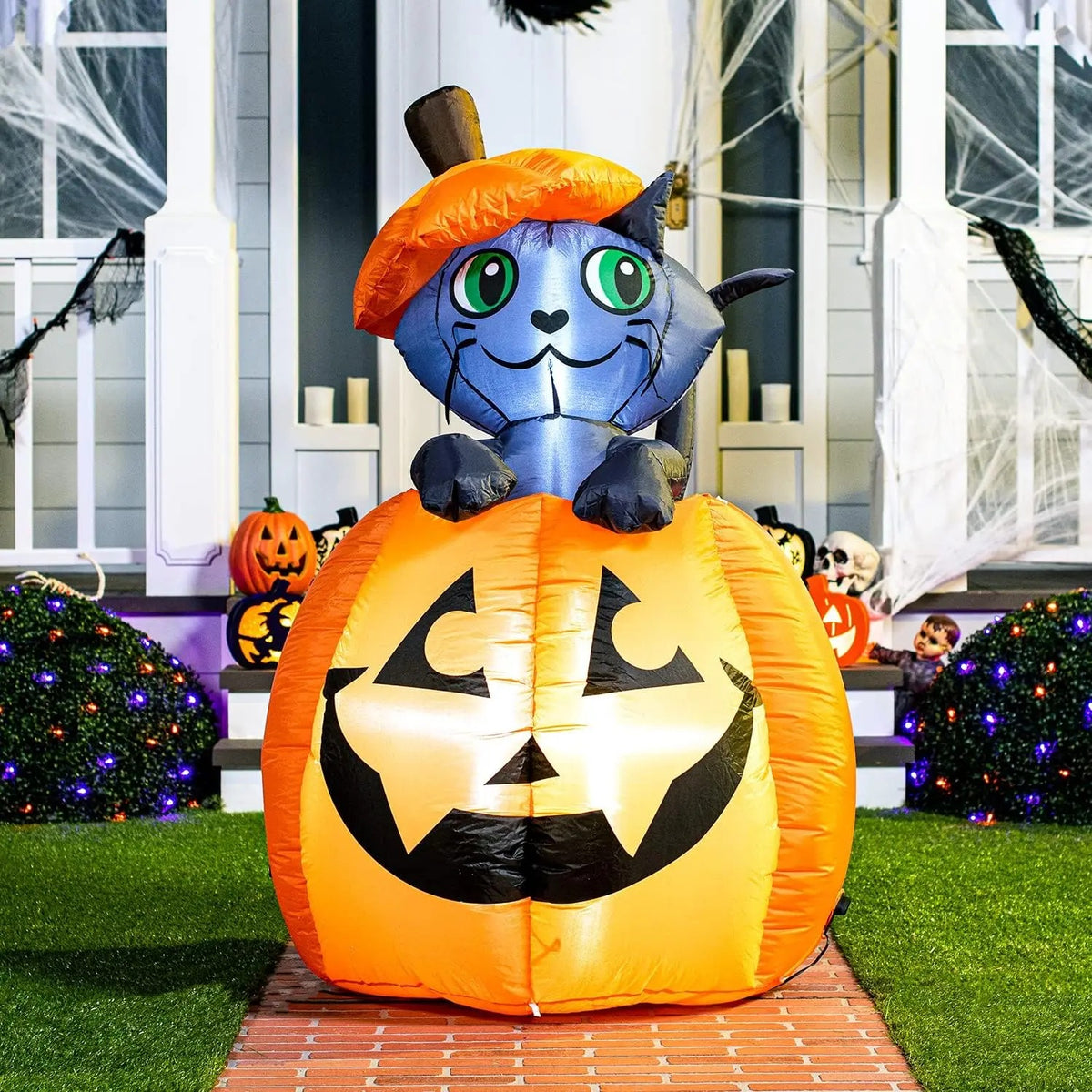 🎃Halloween inflatable decorations, outdoor yard inflatable pumpkin lights