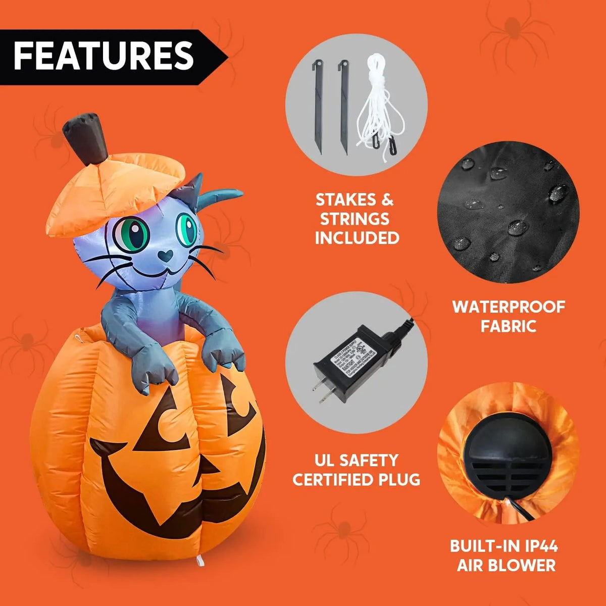 🎃Halloween inflatable decorations, outdoor yard inflatable pumpkin lights